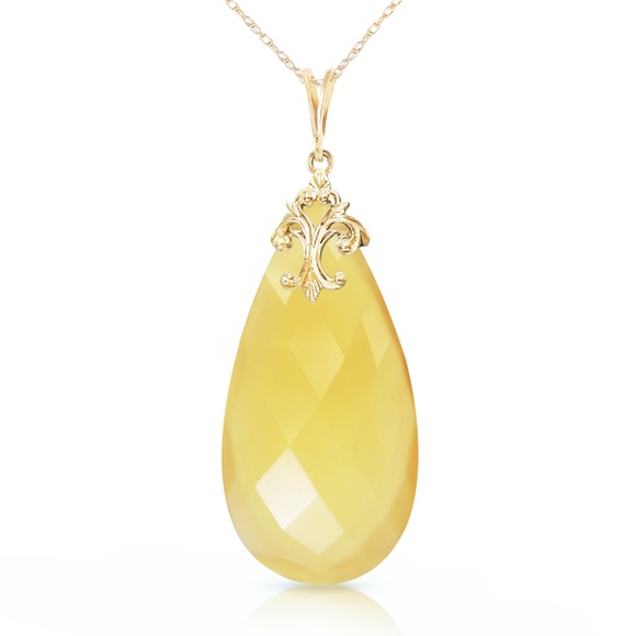 Galaxy Gold Products Jewelry - 14K. SOLID GOLD NECKLACE WITH YELLOW ONYX